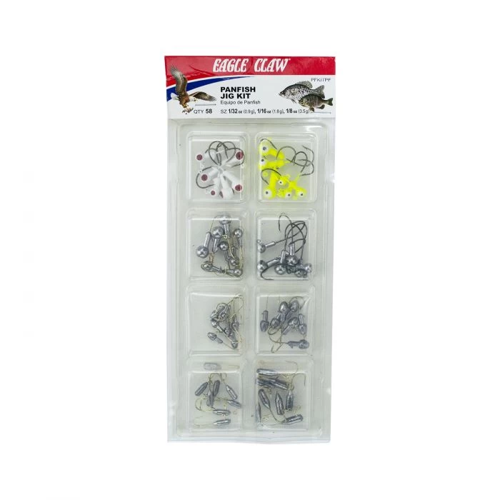 Eagle Claw Panfish Jig Kit 58-Piece Jighead Assortment 3 Eagle Claw Panfish Jig Kit 58-Piece Jighead Assortment